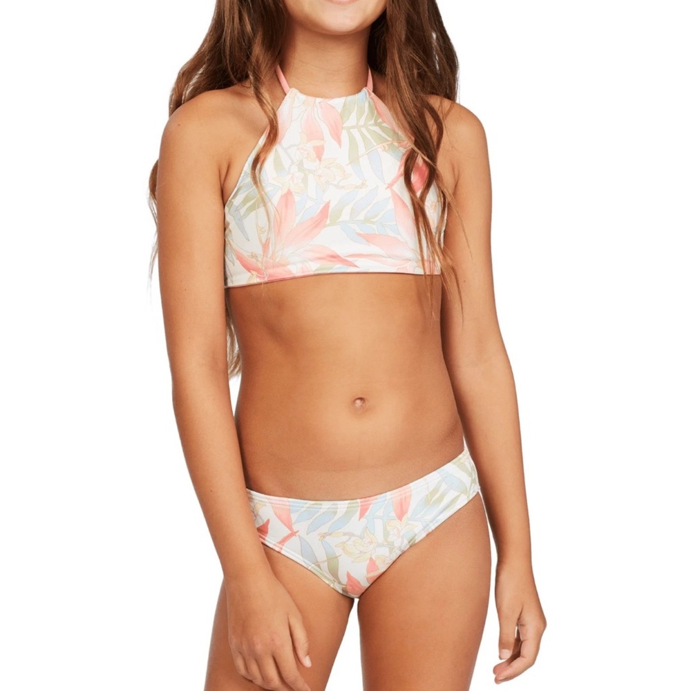 Billabong Lil Love Palms High Neck Reversible Two-Piece NWT